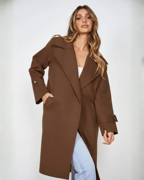 Fireplace Coat - Mocha | Women's Knit Trench Coat