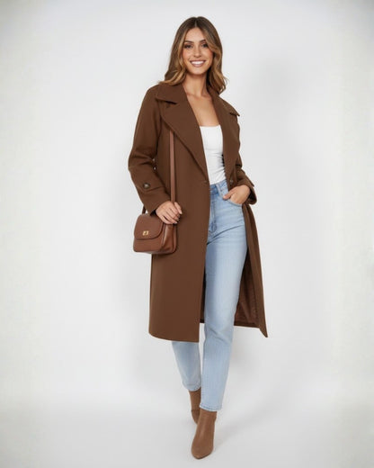 Fireplace Coat - Mocha | Women's Knit Trench Coat