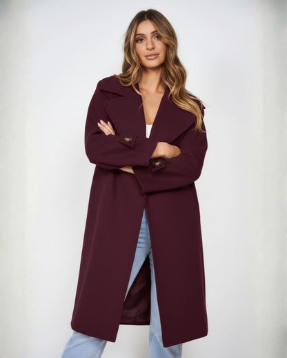 Fireplace Coat - Plum | Women's Knit Trench Coat