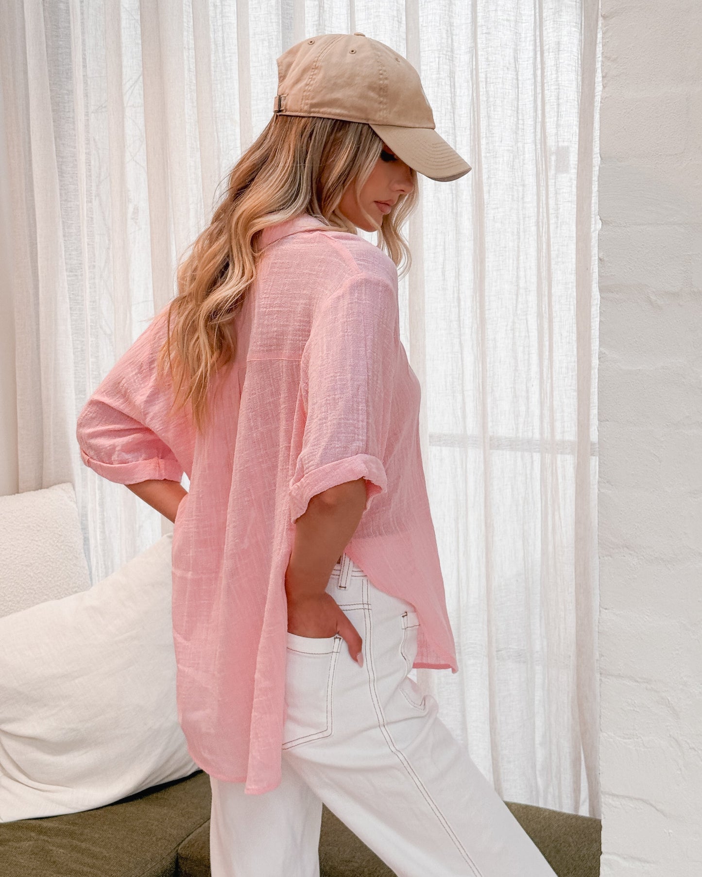 Fraise Top Pink | Women's Relaxed Linen Blouse