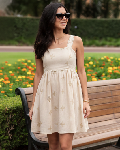 Mckenna Beige Print Dress | Women's Floral Mini Dress