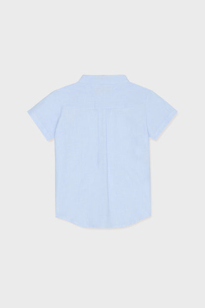 Blue Stripe Arcos Linen Mix Short Sleeve Shirt