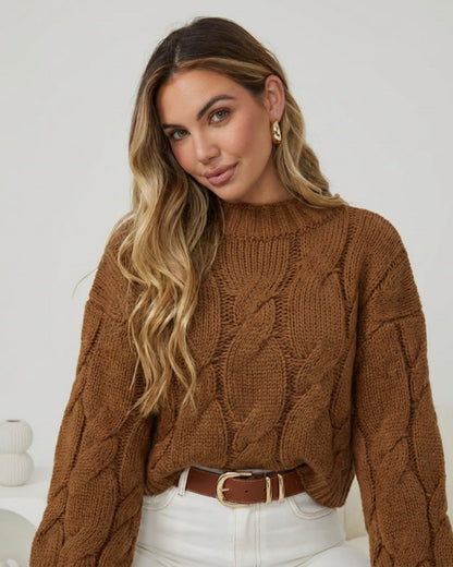 Hadi Knit - Cinnamon | Women's Cable Knit Jumper