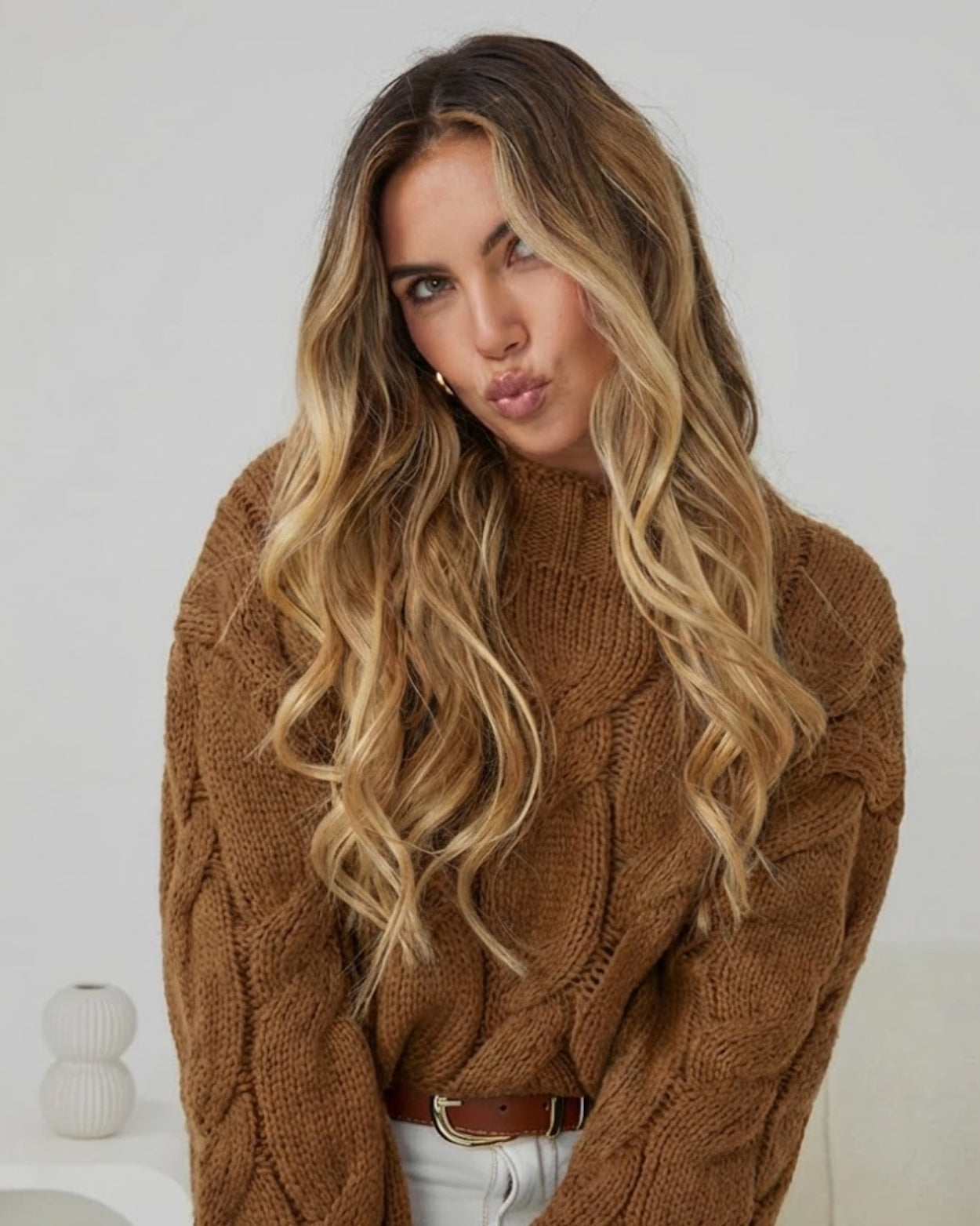 Hadi Knit - Cinnamon | Women's Cable Knit Jumper