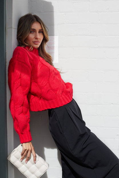 Hadi Knit - Red | Women's Relaxed Fit Knit Jumper