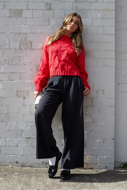Hadi Knit - Red | Women's Relaxed Fit Knit Jumper