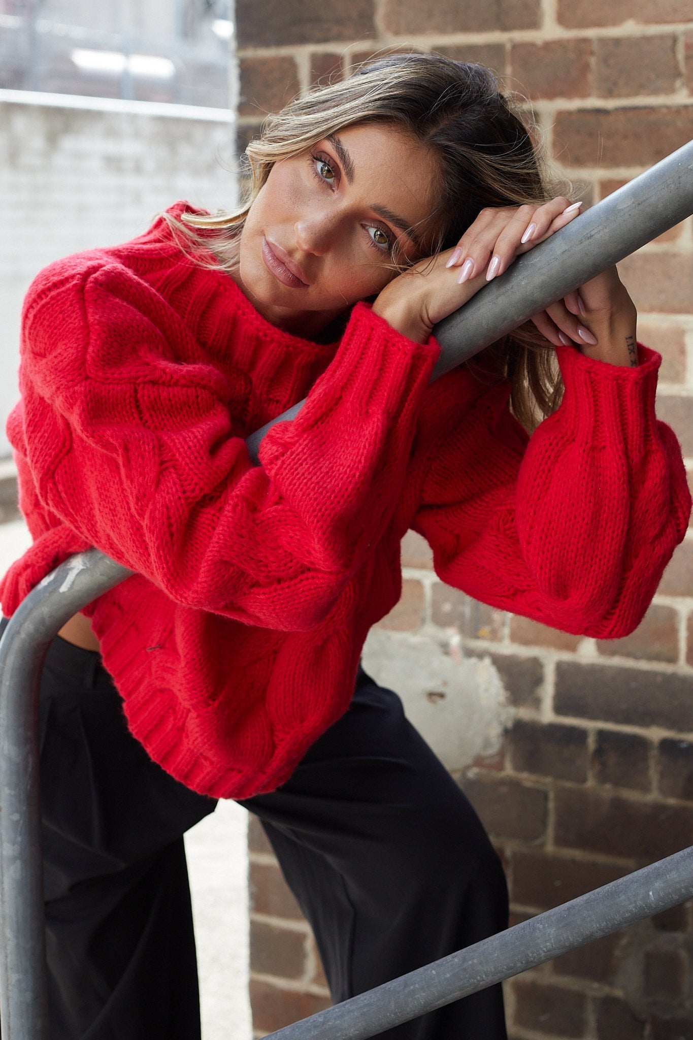 Hadi Knit - Red | Women's Relaxed Fit Knit Jumper