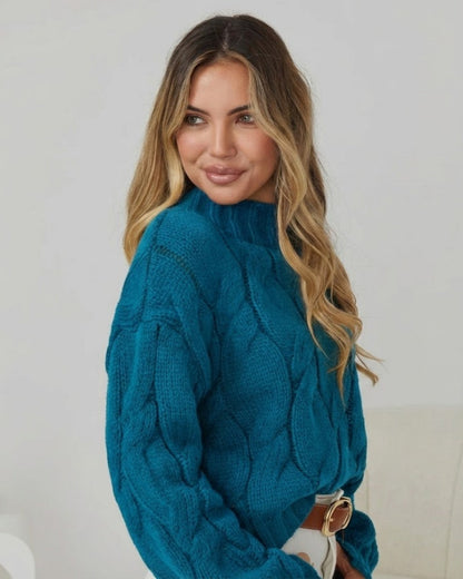 Hadi Knit - Teal | Women's Relaxed Fit Knit Jumper