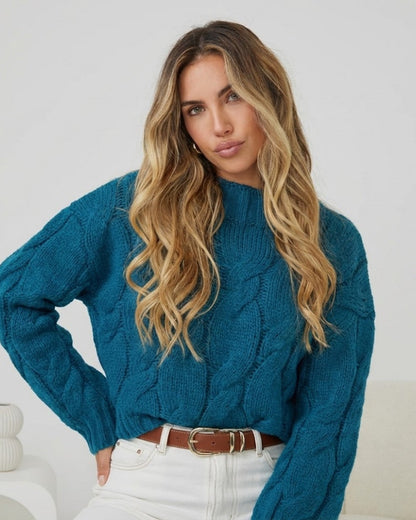 Hadi Knit - Teal | Women's Relaxed Fit Knit Jumper