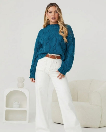 Hadi Knit - Teal | Women's Relaxed Fit Knit Jumper