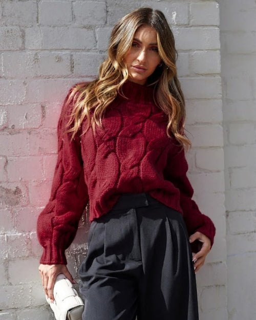 Hadi Knit - Wine | Women's Relaxed Fit Knit Jumper