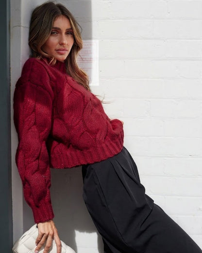 Hadi Knit - Wine | Women's Relaxed Fit Knit Jumper