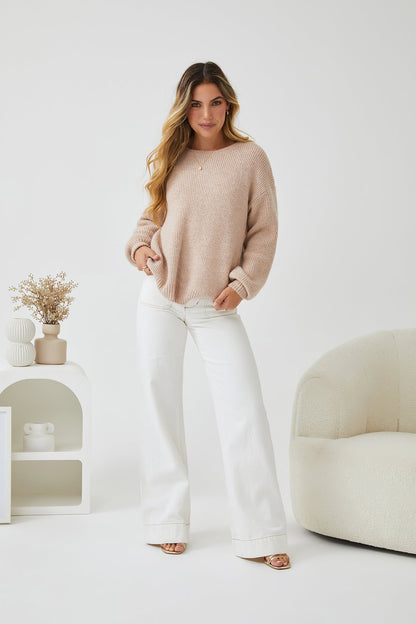 Harvie Knit - Cappuccino | Women's Wool Blend Jumper