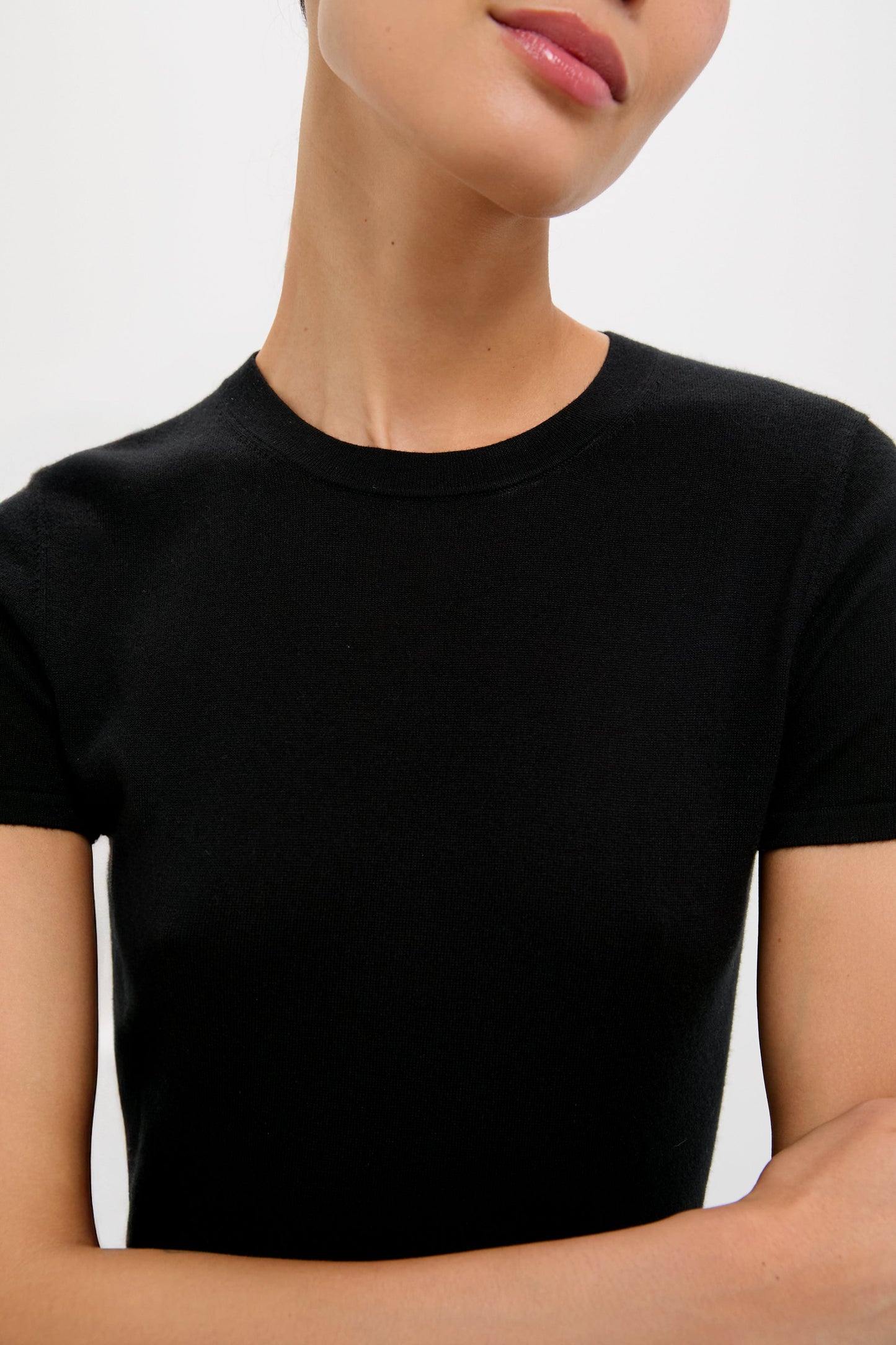 Black Cashmere Silk Katie Tee