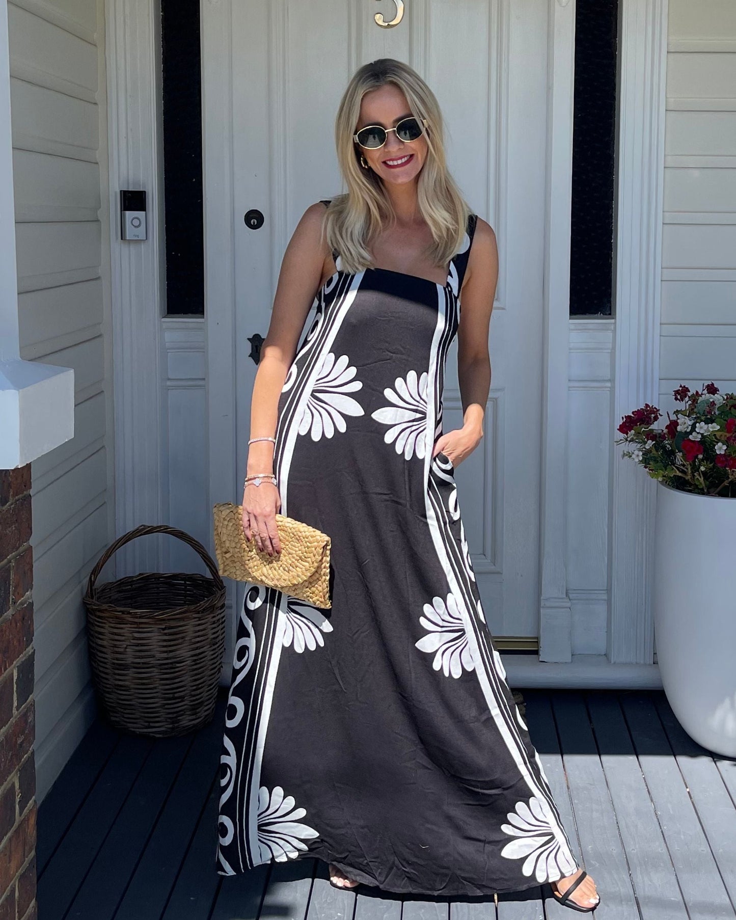 Holden Dress Black Floral | Women's Linen Maxi Dress