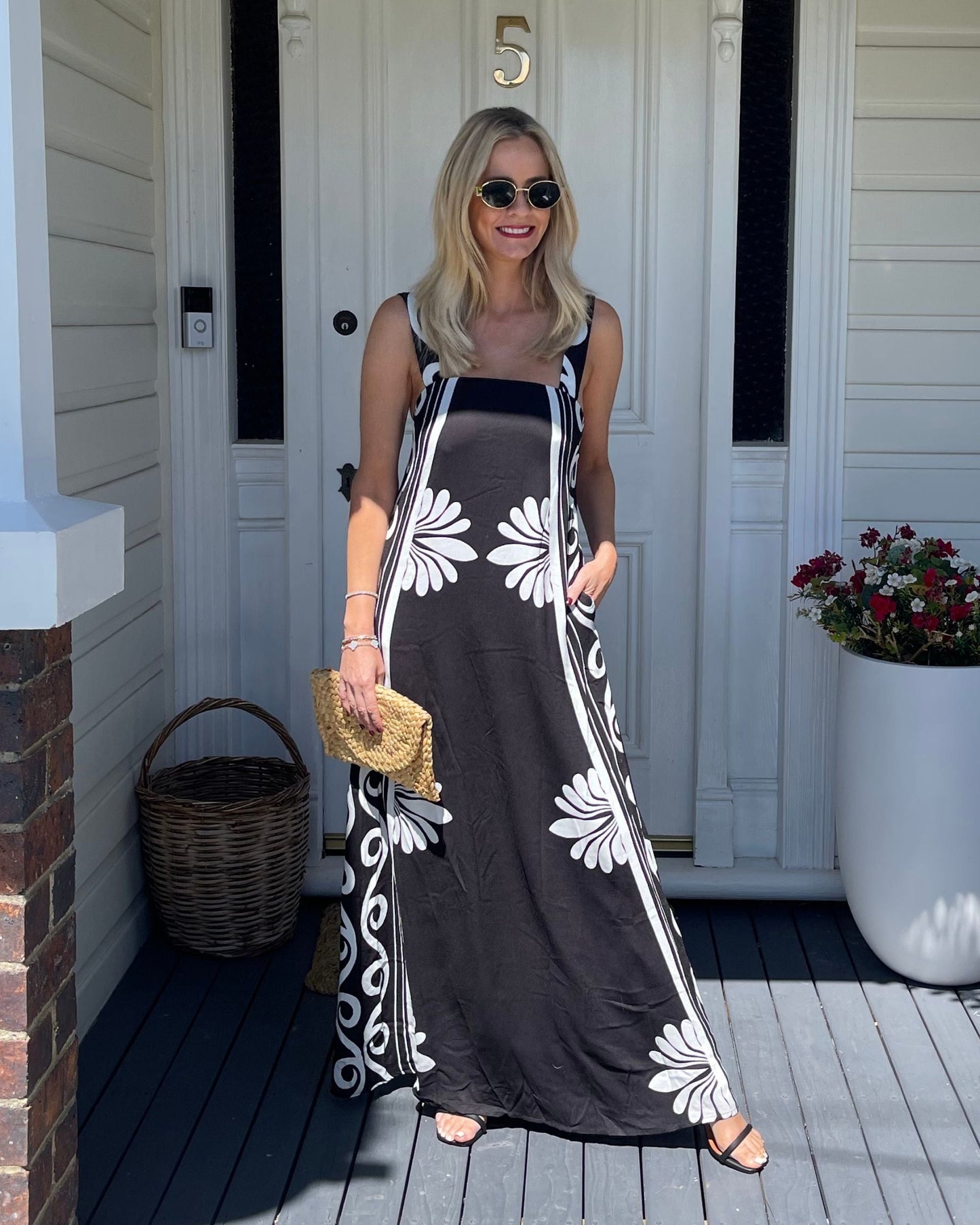 Holden Dress Black Floral | Women's Linen Maxi Dress