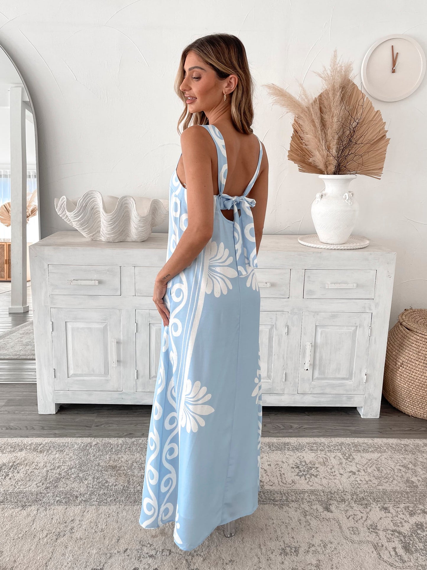 Holden Dress Blue Floral | Women's Linen Maxi Dress