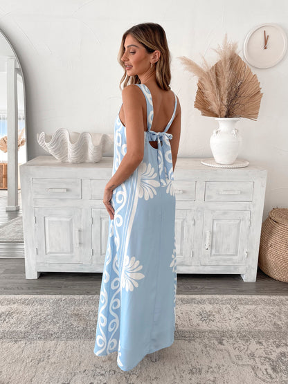 Holden Dress Blue Floral | Women's Linen Maxi Dress