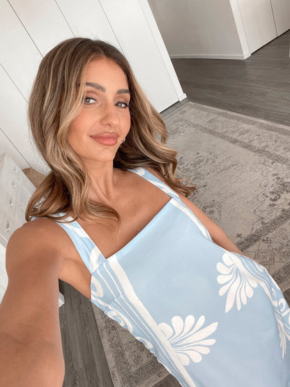 Holden Dress Blue Floral | Women's Linen Maxi Dress