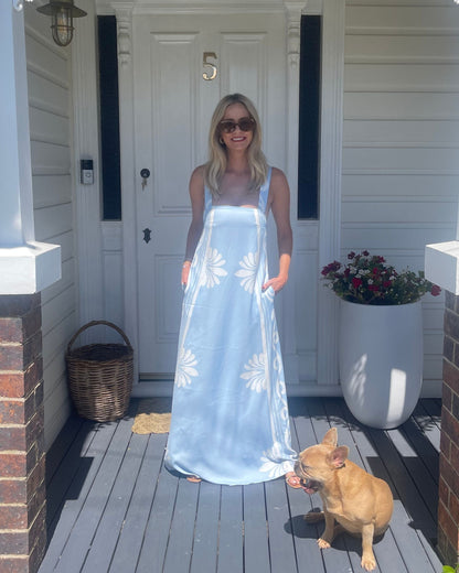 Holden Dress Blue Floral | Women's Linen Maxi Dress