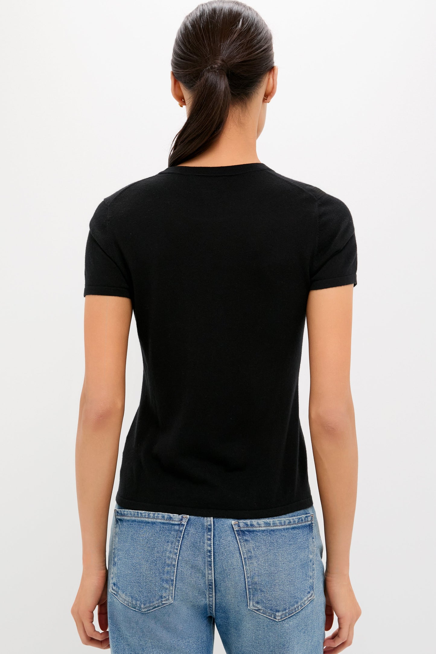 Black Cashmere Silk Katie Tee