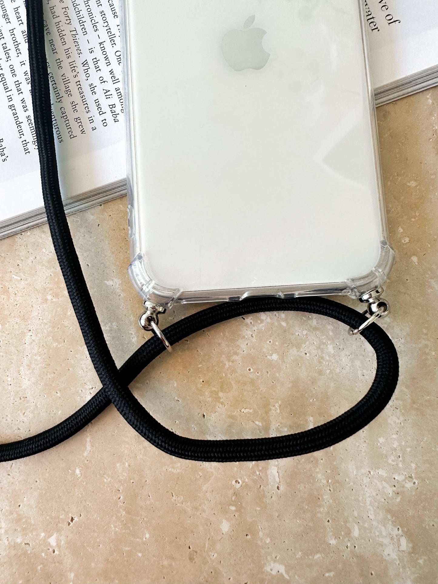 iPhone Case Black Strap | Clear Phone Case with Strap