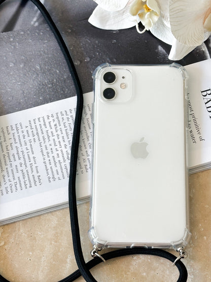 iPhone Case Black Strap | Clear Phone Case with Strap