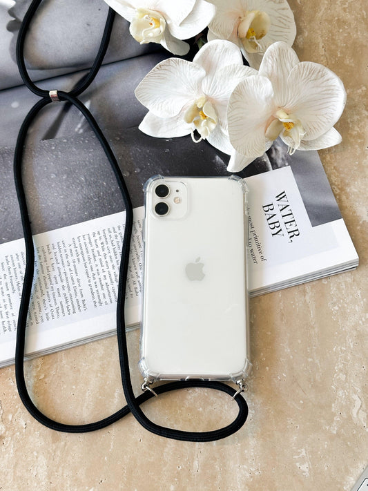 iPhone Case Black Strap | Clear Phone Case with Strap