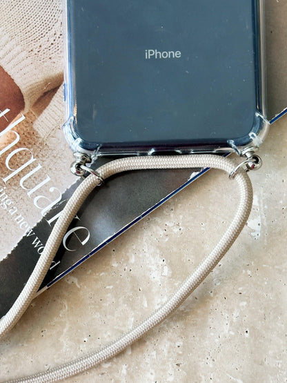 iPhone Case Beige Strap | Clear Phone Case with Strap