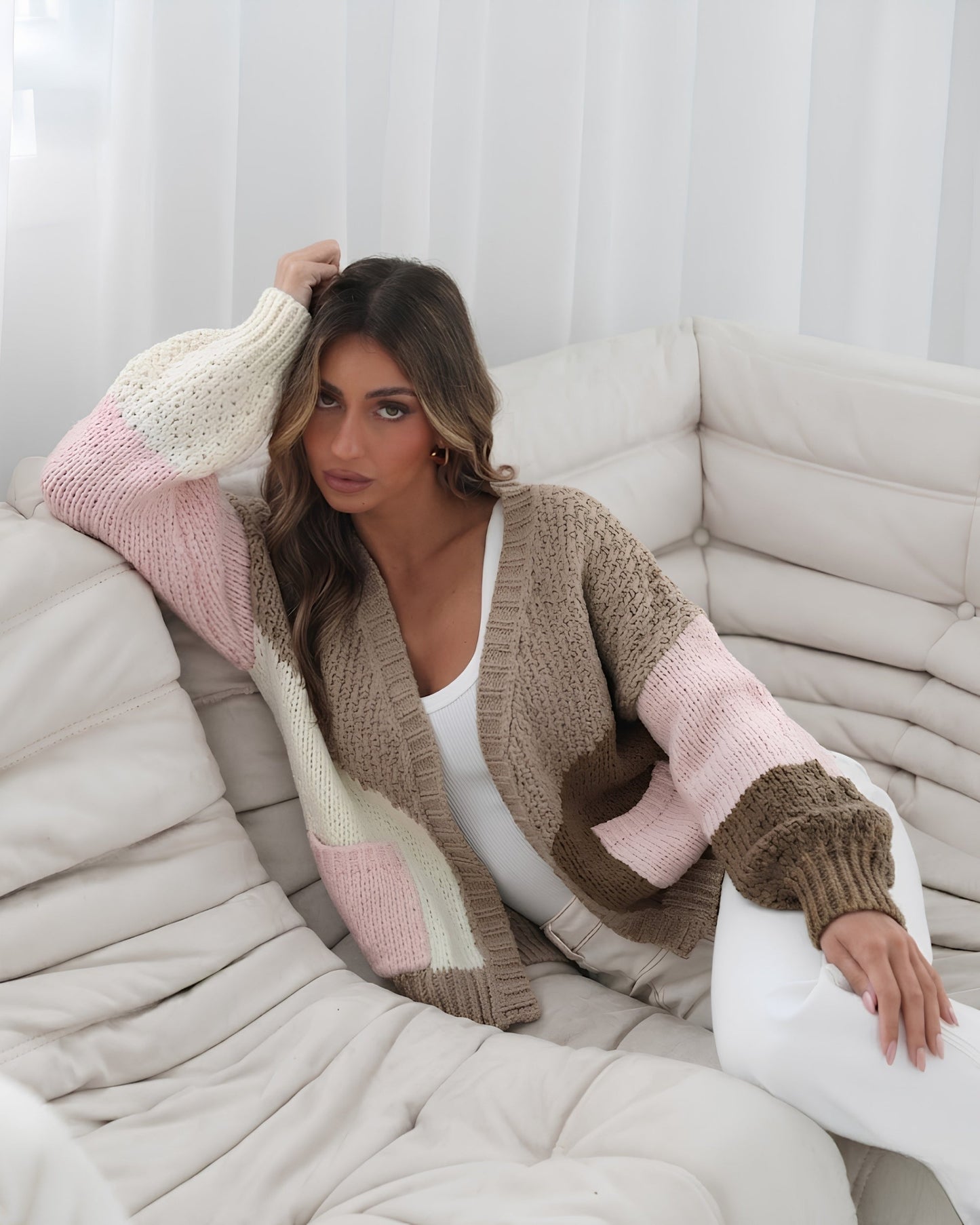 Felisha Knit - Latte | Women's Open Front Knit Cardigan