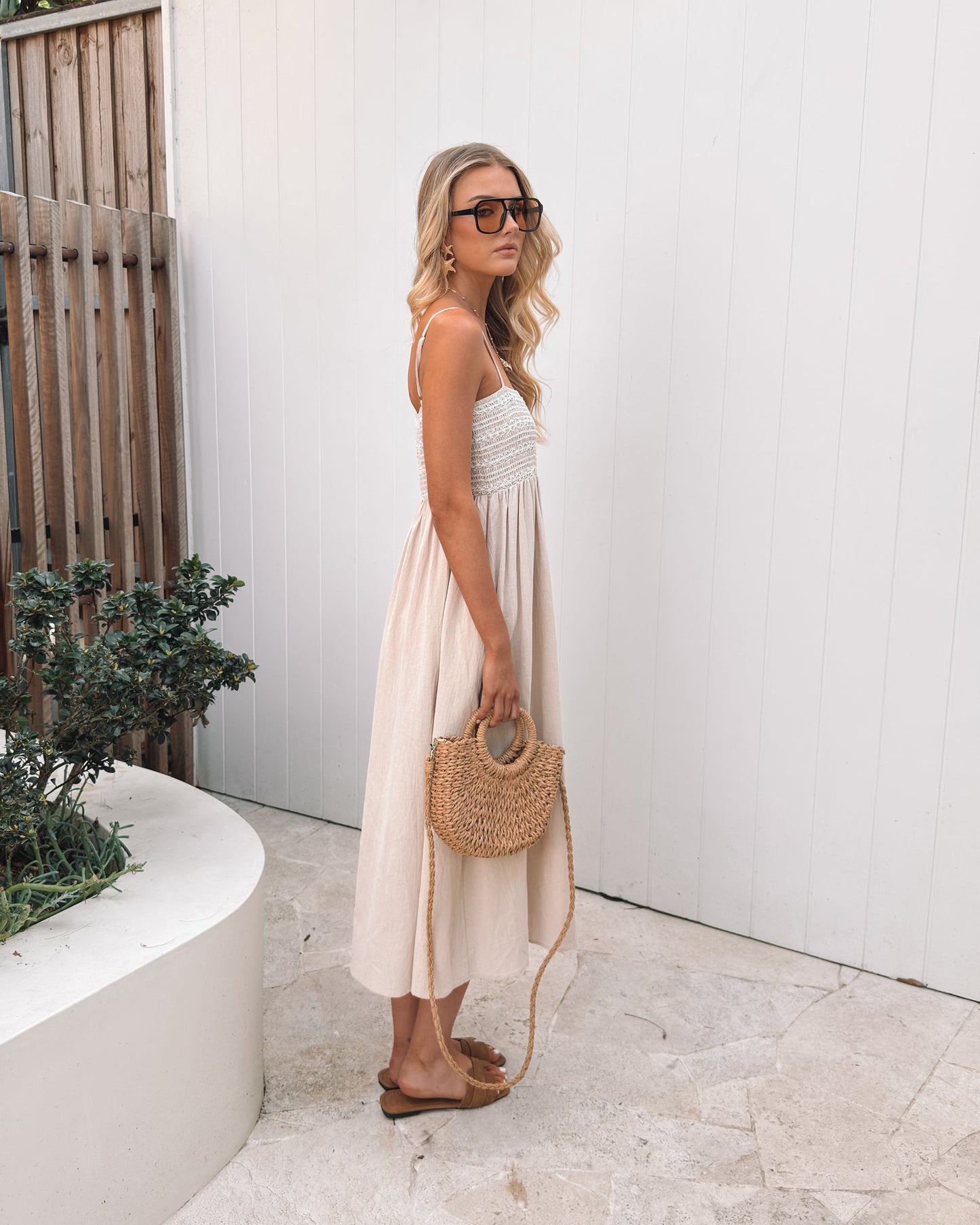 Ilyndra Dress - Beige Multi | Women's Cotton Maxi Dress