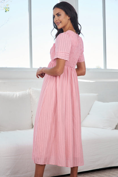 Iolana Dress Pink | Women's Cotton Smock Midi Dress