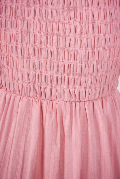 Iolana Dress Pink | Women's Cotton Smock Midi Dress