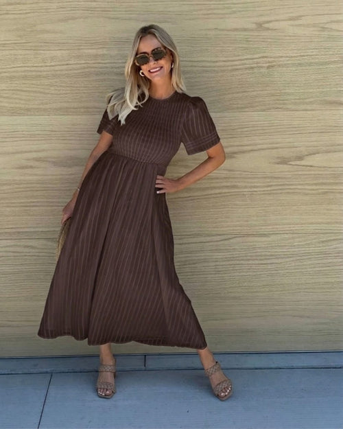 Iolana Chocolate Midi Dress | Women's Cotton A-Line Midi Dress