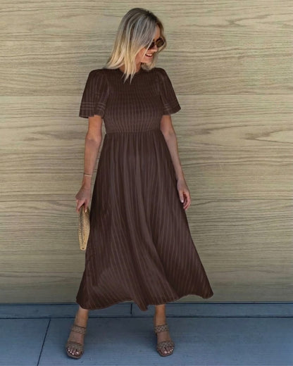Iolana Chocolate Midi Dress | Women's Cotton A-Line Midi Dress