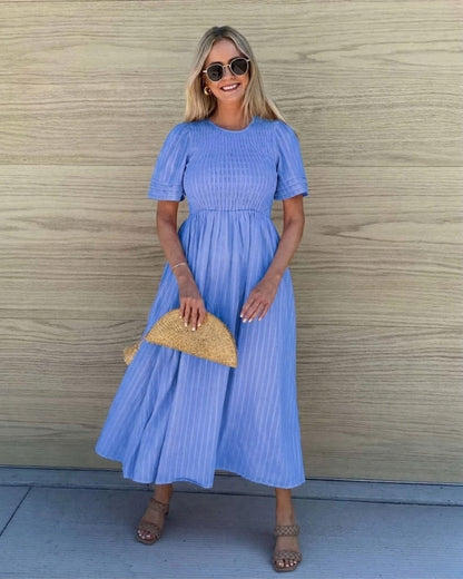 Iolana Cornflower Midi Dress | Women's Cotton A-Line Midi Dress