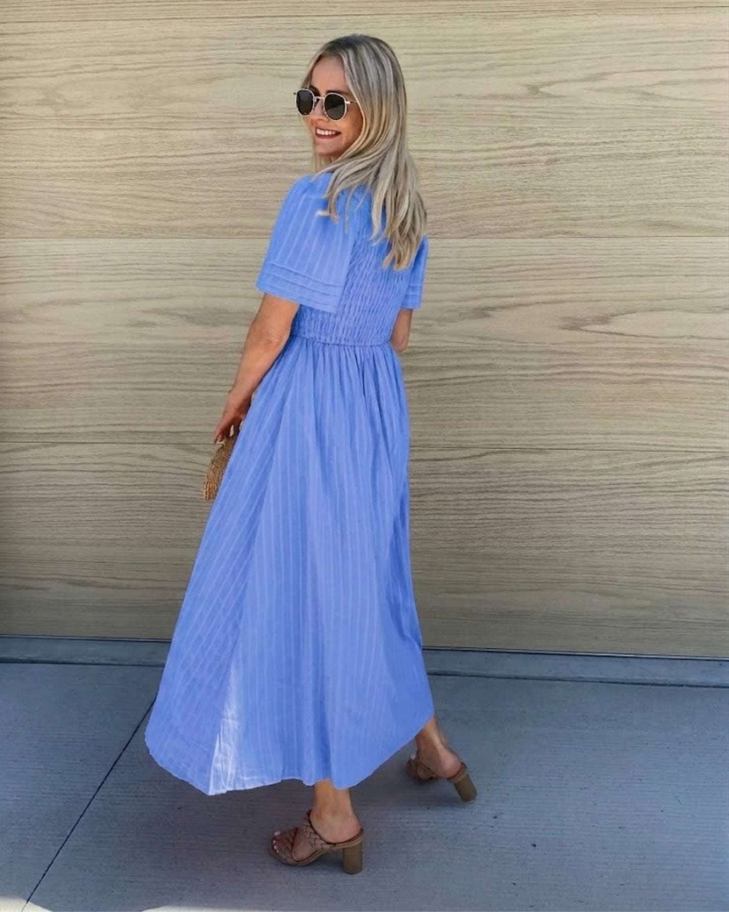 Iolana Cornflower Midi Dress | Women's Cotton A-Line Midi Dress