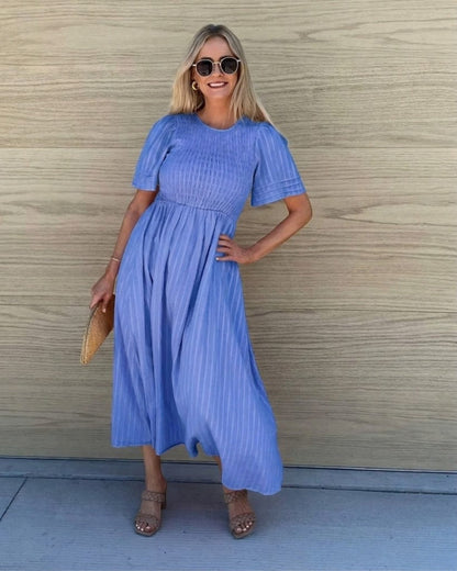 Iolana Cornflower Midi Dress | Women's Cotton A-Line Midi Dress