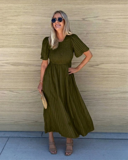 Iolana Dark Olive Midi Dress | Women's Cotton A-Line Midi Dress