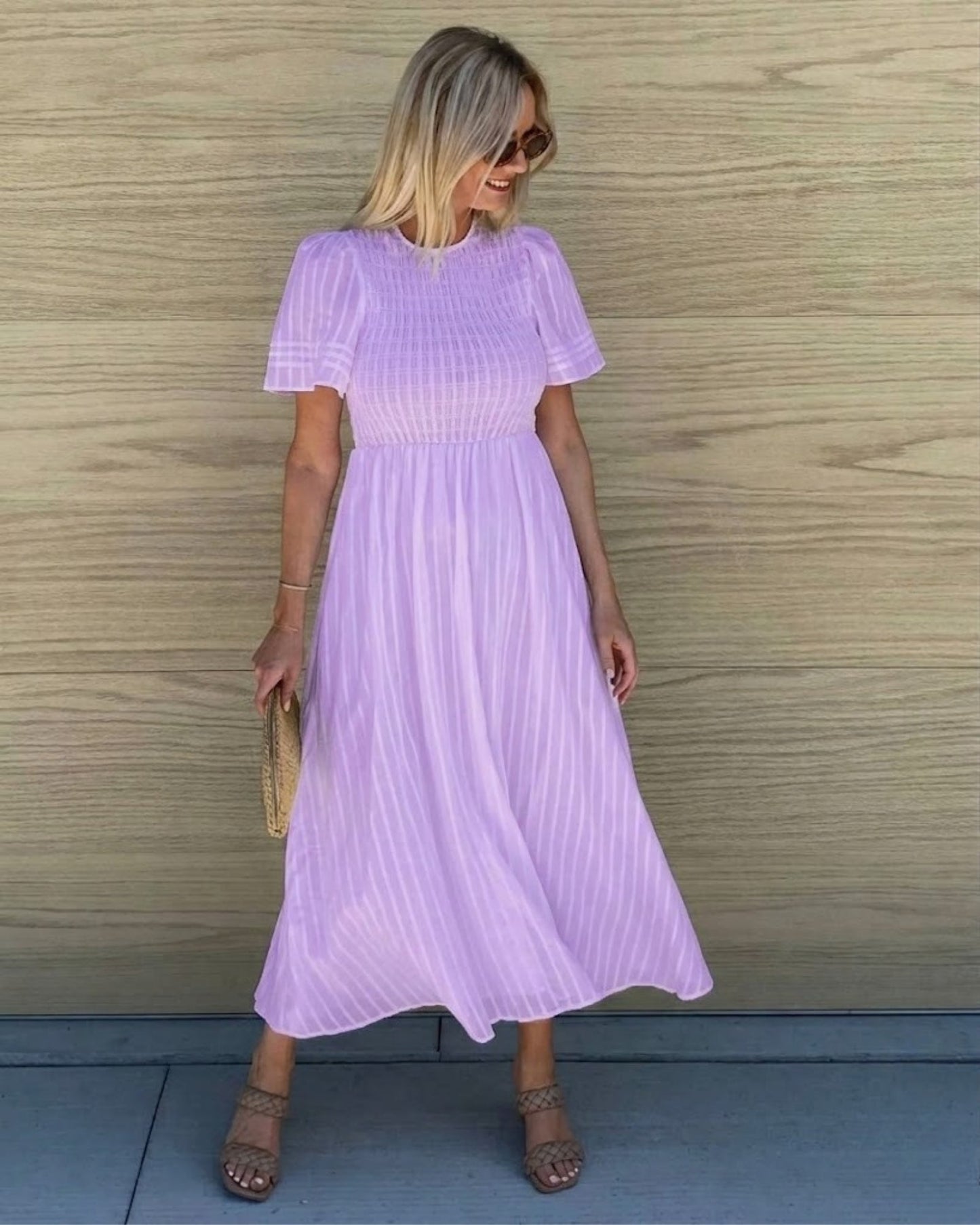 Iolana Lavender Midi Dress | Women's Cotton A-Line Midi Dress