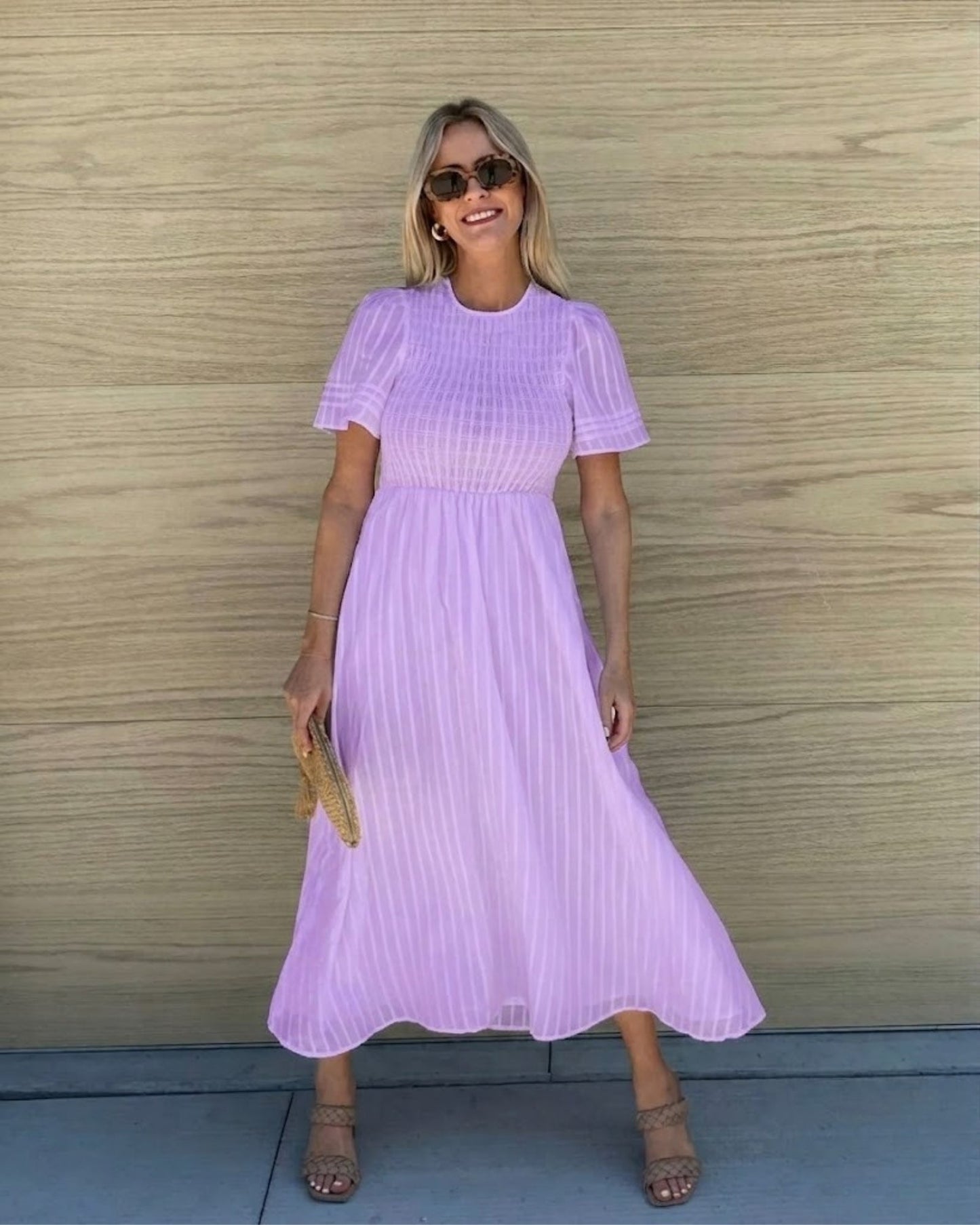Iolana Lavender Midi Dress | Women's Cotton A-Line Midi Dress