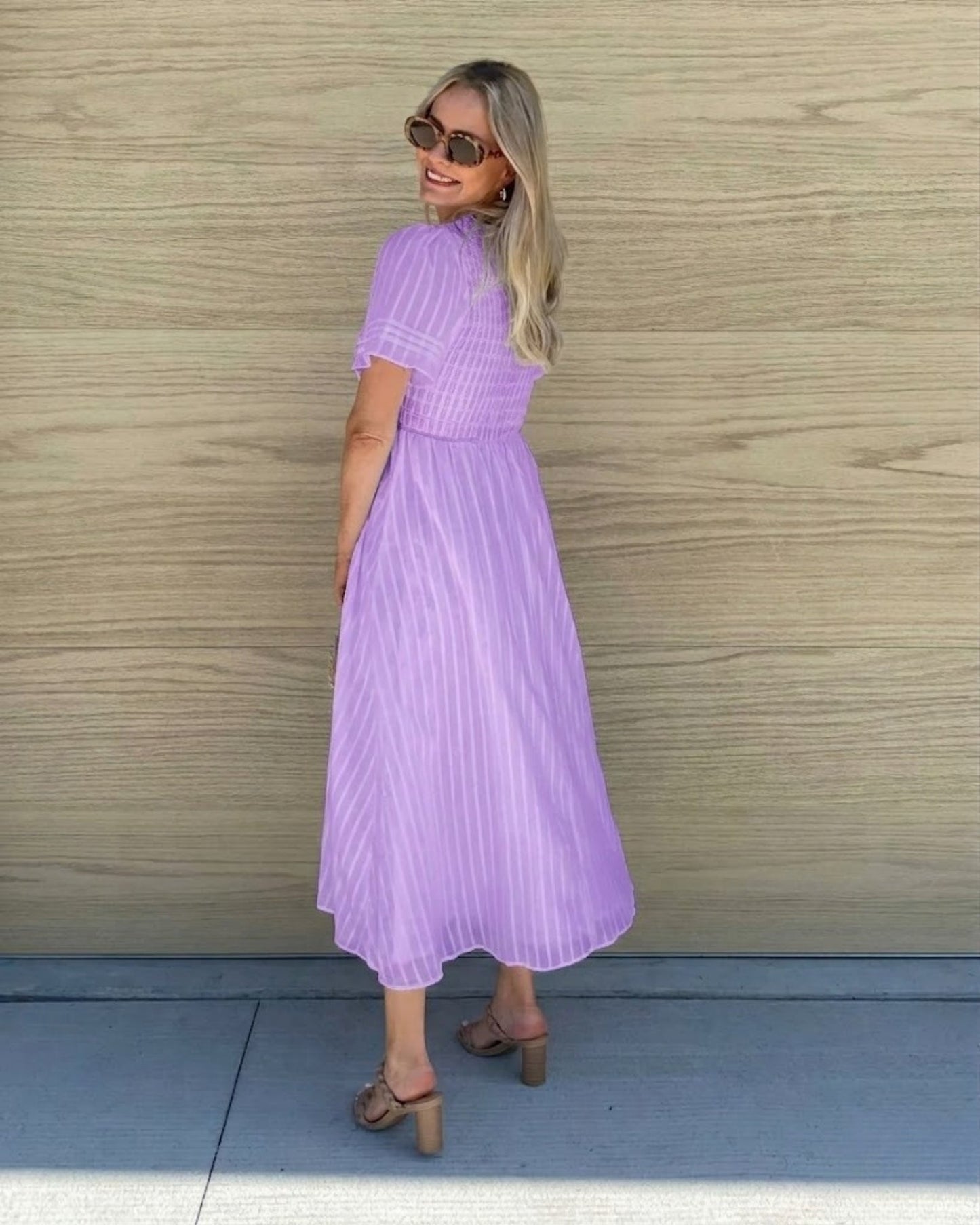 Iolana Lavender Midi Dress | Women's Cotton A-Line Midi Dress