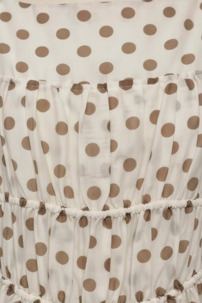 Ilyra Dress Beige Spot | Women's Polka Dot Shirred Mini Dress