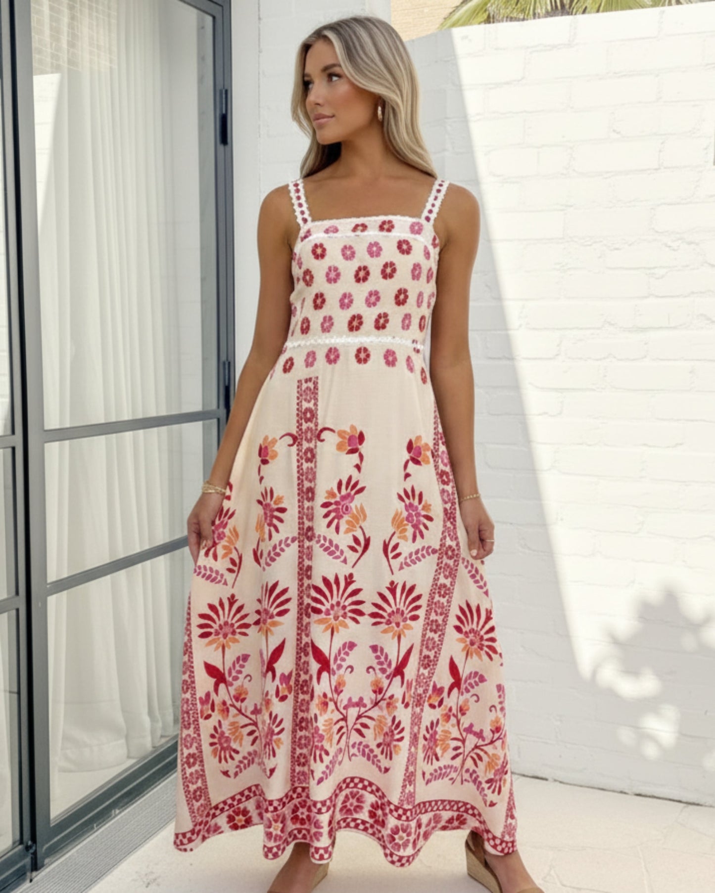 Ione Pink Multi Dress | Women's Printed Maxi Dress