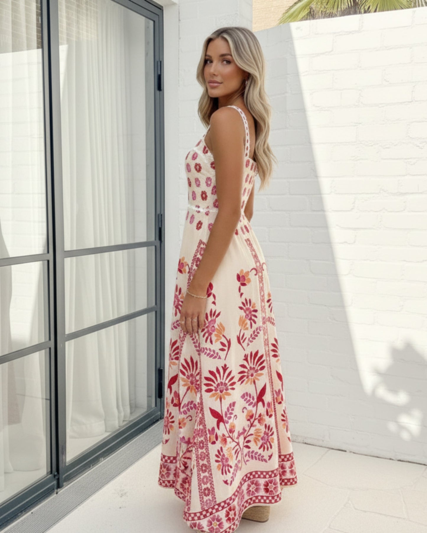 Ione Pink Multi Dress | Women's Printed Maxi Dress