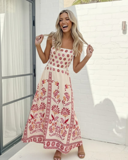 Ione Pink Multi Dress | Women's Printed Maxi Dress