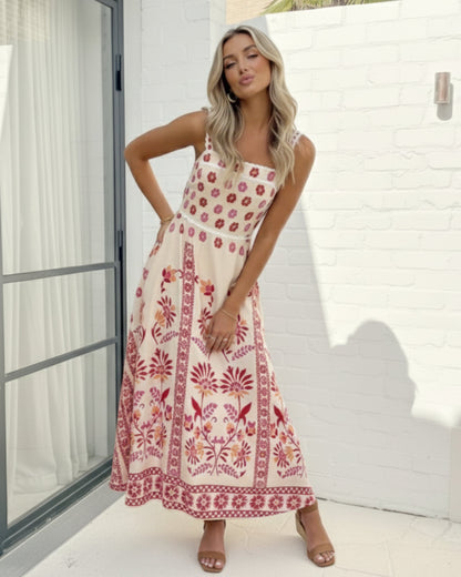 Ione Pink Multi Dress | Women's Printed Maxi Dress