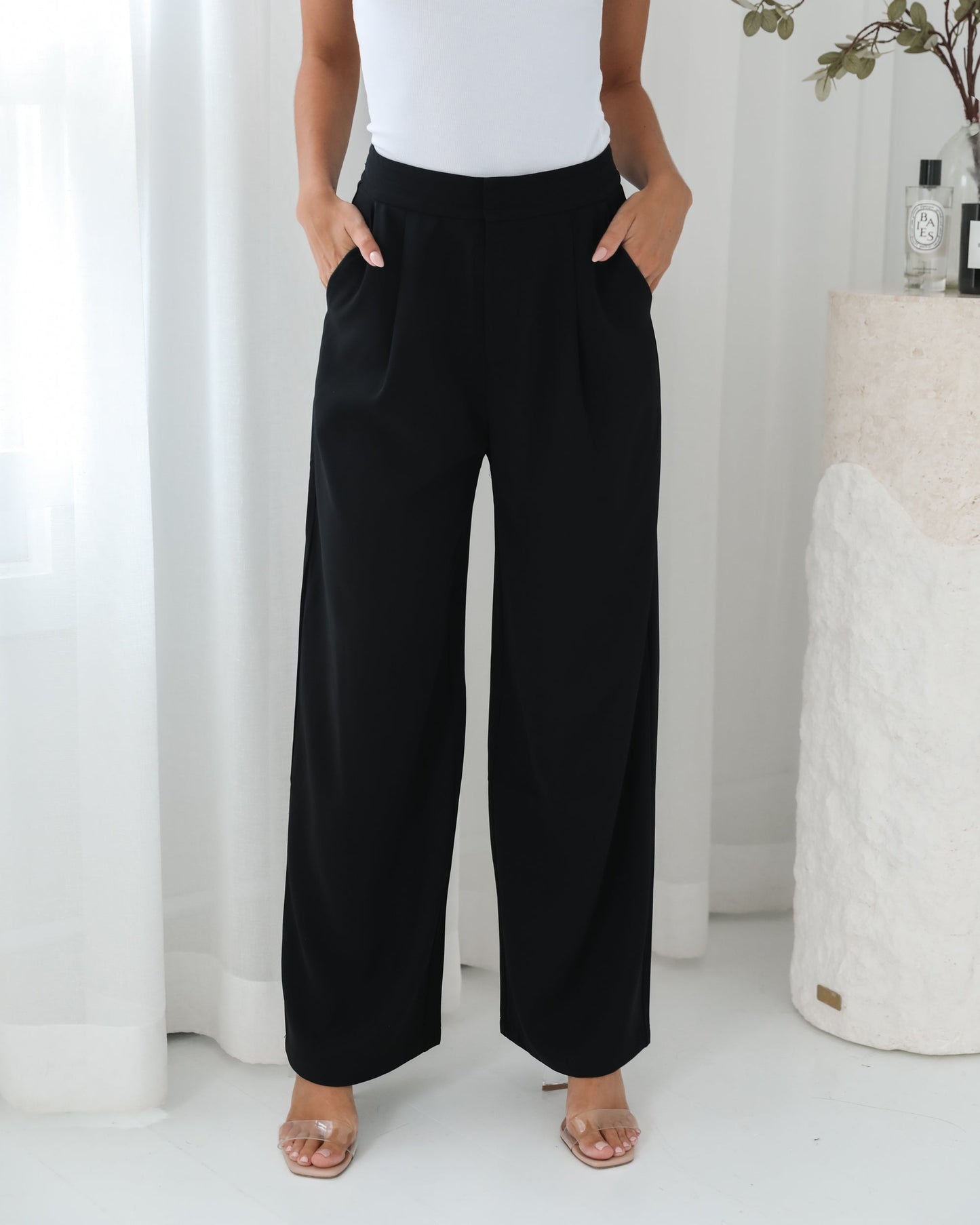 Isela Black Pants | Women's High Waisted Wide Leg Pants