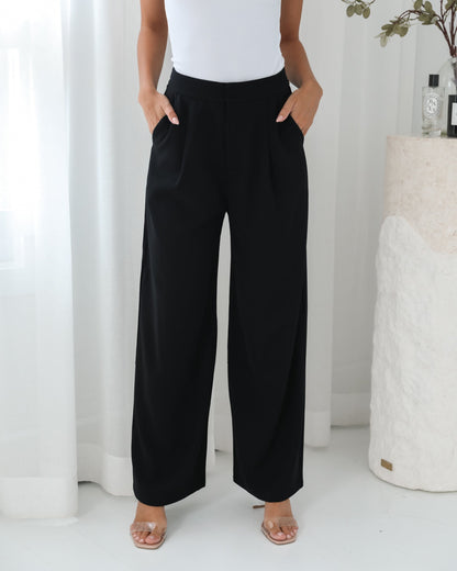 Isela Black Pants | Women's High Waisted Wide Leg Pants