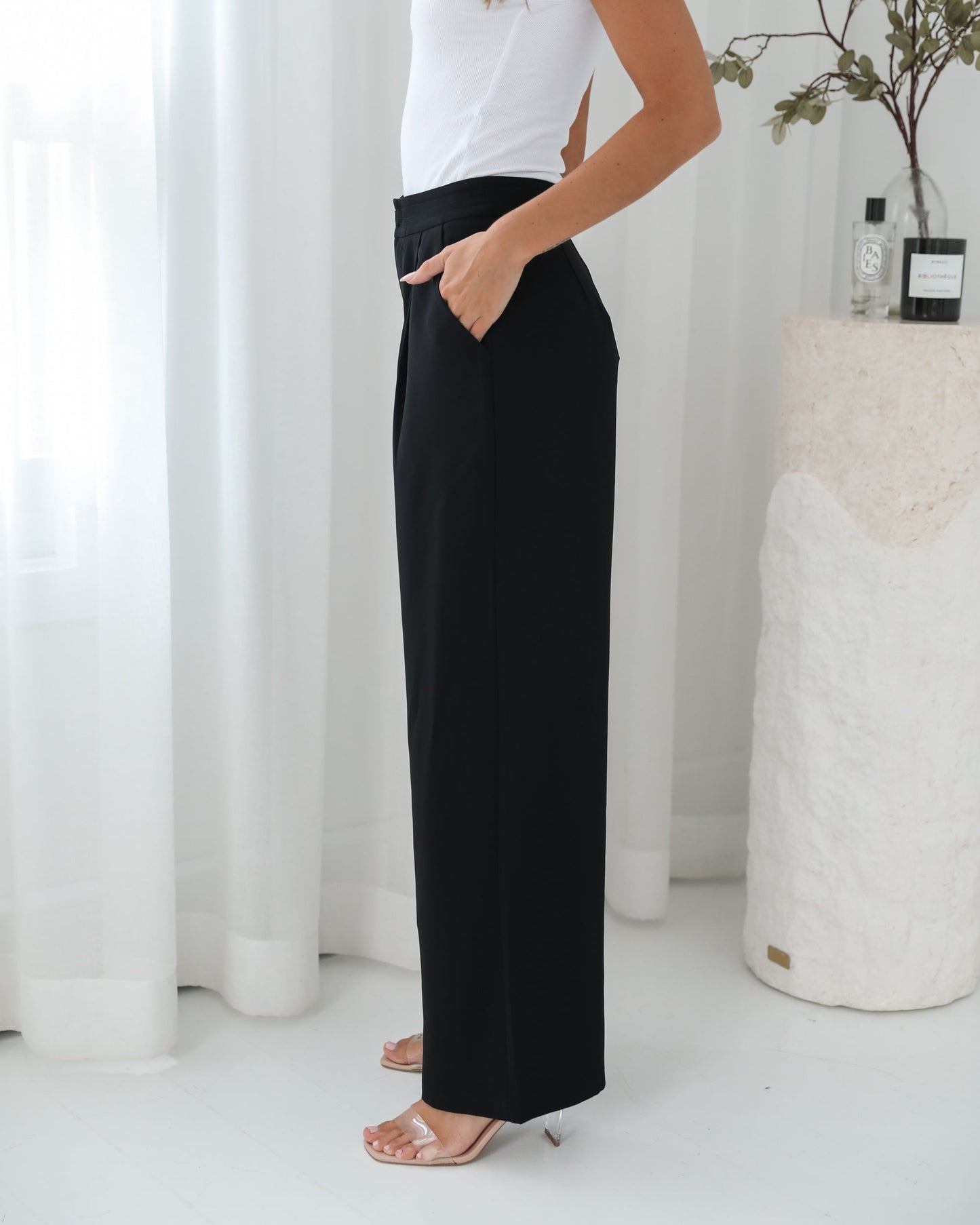 Isela Black Pants | Women's High Waisted Wide Leg Pants